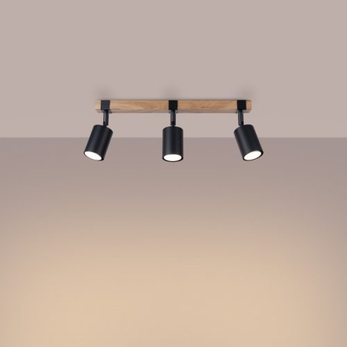Mennyezeti lámpa FAGER 3xGU10 Spotlámpa mozgatható fekete skandináv SOLLUX