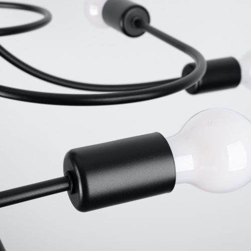 Mennyezeti lámpa LEVAR csillár 8xE27 Fekete Ipari SOLLUX