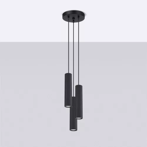 Mennyezeti Lámpa Függő Cső Spot 3x GU10 Fekete Karbon Deep Space SL.1576 Sollux