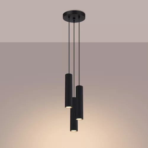 Mennyezeti Lámpa Függő Cső Spot 3x GU10 Fekete Karbon Deep Space SL.1576 Sollux