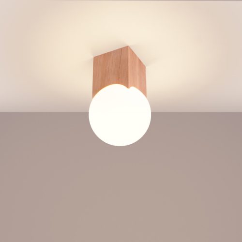 Mennyezeti lámpa, felületre szerelhető, G9, természetes fa, fehér, Solis, barackszínű, puff SL.1407, Sollux