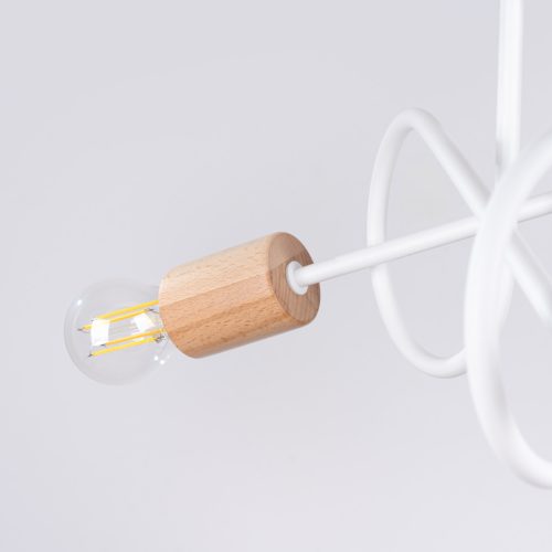 Pók csillár mennyezeti lámpa, 3x E27, természetes fa, fehér, parázs, barackszínű, puffasztott, SL.1474 Sollux