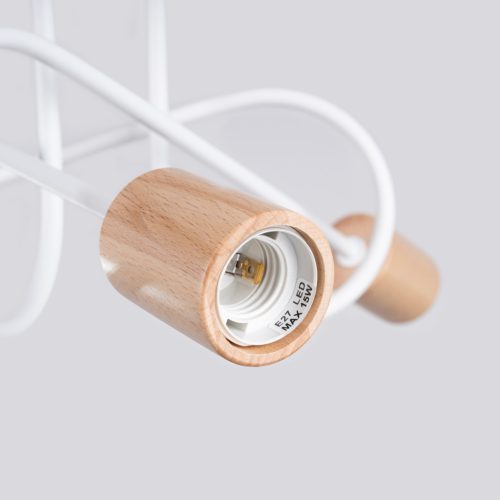 Pók csillár mennyezeti lámpa, 3x E27, természetes fa, fehér, parázs, barackszínű, puffasztott, SL.1474 Sollux