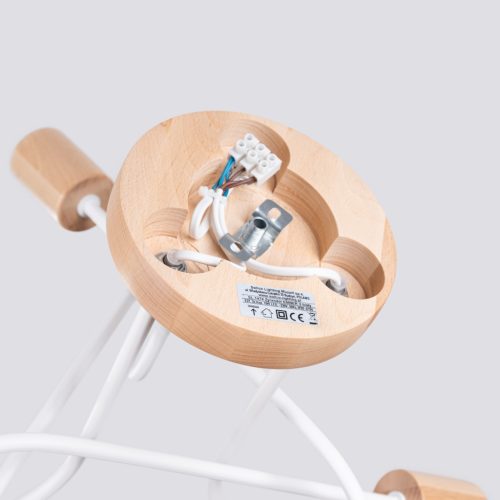 Pók csillár mennyezeti lámpa, 3x E27, természetes fa, fehér, parázs, barackszínű, puffasztott, SL.1474 Sollux