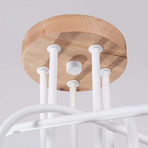 Pók csillár mennyezeti lámpa 5x E27 natúr fa fehér parázs barack puff SL.1475 Sollux