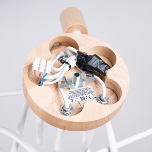 Pók csillár mennyezeti lámpa 5x E27 natúr fa fehér parázs barack puff SL.1475 Sollux