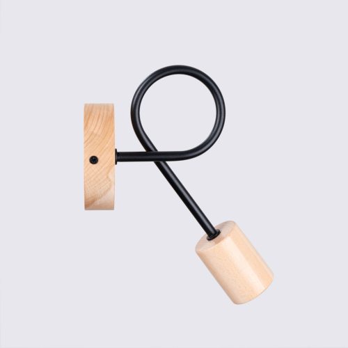 Fali lámpa, E27, természetes fa, fekete, parázs, barackszínű, puffasztott, SL.1476, Sollux