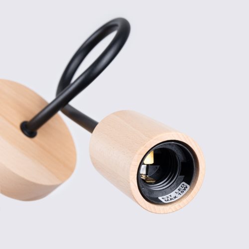 Fali lámpa, E27, természetes fa, fekete, parázs, barackszínű, puffasztott, SL.1476, Sollux