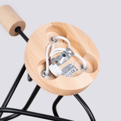 Pók csillár mennyezeti lámpa, 3x E27, természetes fa, fekete parázs, barackszínű, puffasztott, SL.1477 Sollux