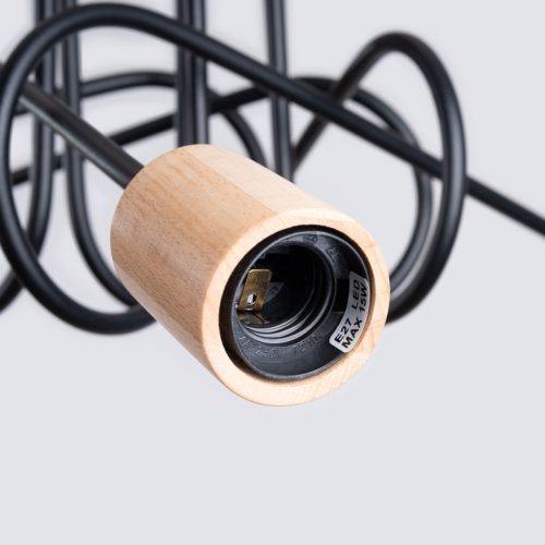 Pók csillár mennyezeti lámpa 5x E27 natúr fa fekete parázs barack puff SL.1478 Sollux