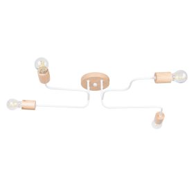   Mennyezeti Lámpa Csillár 4x E27 Természetes Fa Fehér Timbo Őszibarack Puff SL.1665 Sollux