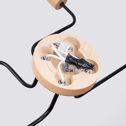 Mennyezeti Lámpa Csillár 4x E27 Természetes Fa Fekete Timbo Őszibarack Puff SL.1669 Sollux