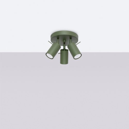 Mennyezeti Lámpa Mennyezeti Spot Tuba 3x GU10 Olivazöld Gyűrű Keserédes Csillám SL.1503 Sollux