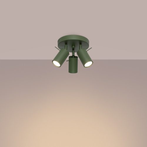 Mennyezeti Lámpa Mennyezeti Spot Tuba 3x GU10 Olivazöld Gyűrű Keserédes Csillám SL.1503 Sollux