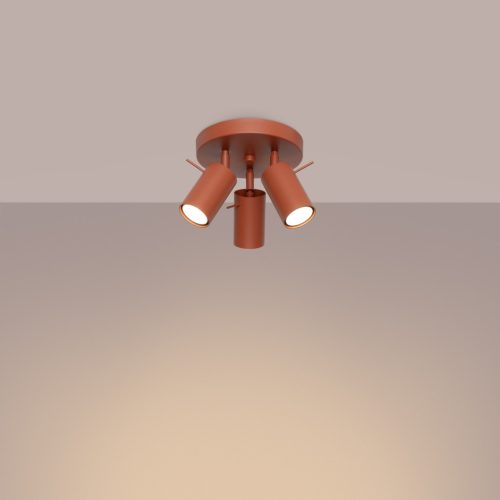 Mennyezeti Lámpa Mennyezeti Spot Cső 3x GU10 Vörös Okker Gyűrű Keserédes Csillám SL.1509 Sollux