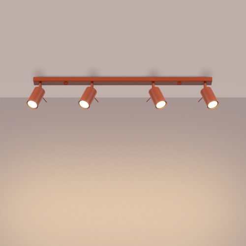 Mennyezeti Lámpa Spot Cső Spot 4x GU10 Vörös Okker Gyűrű Keserédes Csillám SL.1510 Sollux