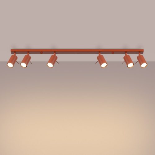 Mennyezeti Lámpa Spot Cső Spot 6x GU10 Vörös Okker Gyűrű Keserédes Csillám SL.1511 Sollux