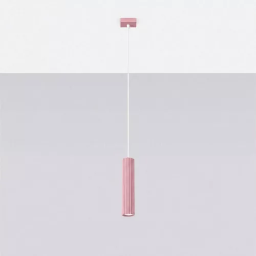 LED függesztett mennyezeti lámpatest GU10 rózsaszín minimalista kialakítású hengeres bordázott Deep Space SL.1931 Sollux