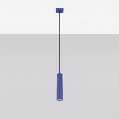 LED függesztett mennyezeti lámpatest GU10 ultramarinkék minimalista kialakítású hengeres bordázott Deep Space SL.2311 Sollux