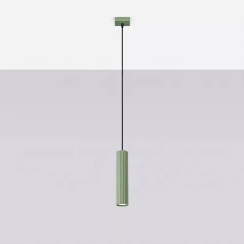 LED függesztett mennyezeti lámpatest GU10 zsályazöld minimalista kialakítású hengeres bordázott Deep Space SL.2333 Sollux