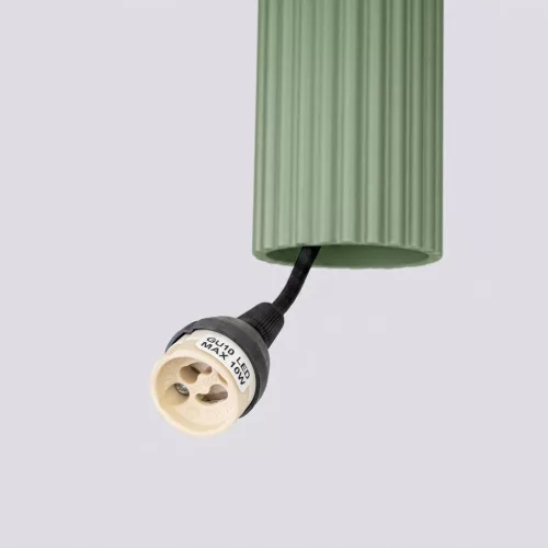 LED függesztett mennyezeti lámpatest GU10 zsályazöld minimalista kialakítású hengeres bordázott Deep Space SL.2333 Sollux