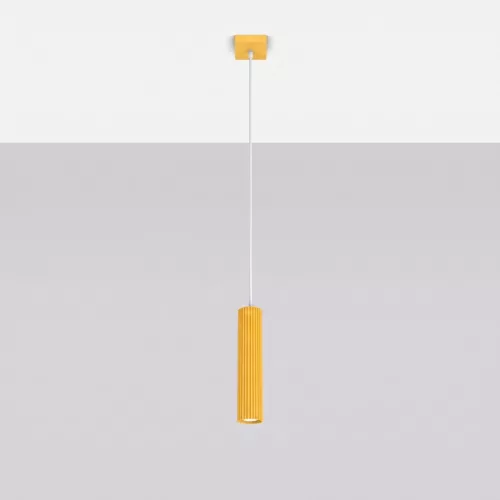 LED függesztett mennyezeti lámpatest GU10 sárga minimalista kialakítású hengeres bordázott Deep Space SL.2334 Sollux