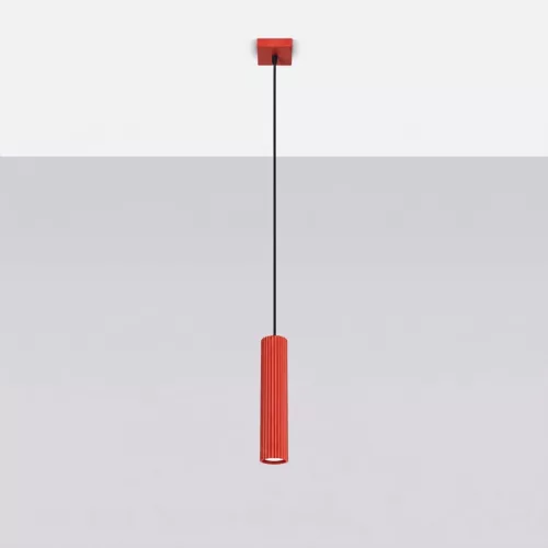 LED függesztett mennyezeti lámpatest GU10 piros minimalista kialakítású hengeres bordázott Deep Space SL.2335 Sollux
