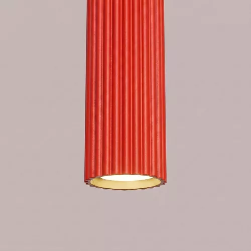 LED függesztett mennyezeti lámpatest GU10 piros minimalista kialakítású hengeres bordázott Deep Space SL.2335 Sollux