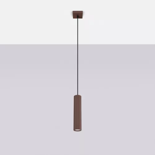 LED függesztett mennyezeti lámpatest GU10 barna minimalista kialakítású hengeres bordázott Deep Space SL.2336 Sollux