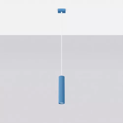 LED függesztett mennyezeti lámpatest GU10 világoskék minimalista kialakítású hengeres bordázott Deep Space SL.2337 Sollux