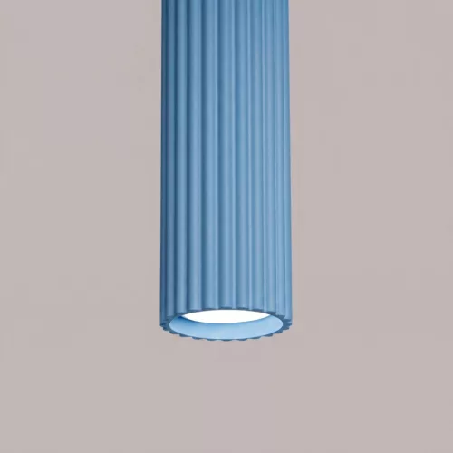 LED függesztett mennyezeti lámpatest GU10 világoskék minimalista kialakítású hengeres bordázott Deep Space SL.2337 Sollux