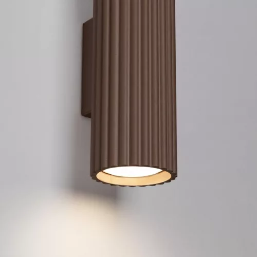 LED fali spotlámpa 2x GU10 barna minimalista kialakítású hengeres bordázott Deep Space SL.2347 Sollux