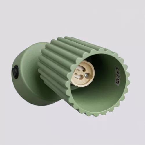 LED fali spotlámpa GU10 zsályazöld minimalista kialakítású hengeres bordázott Deep Space SL.2349 Sollux