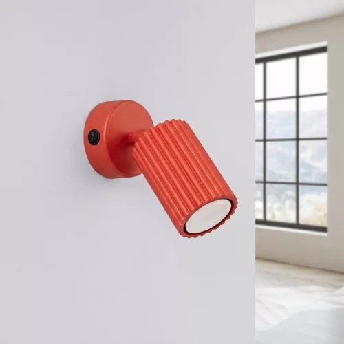 LED fali spotlámpa GU10 piros minimalista kialakítású hengeres bordázott Deep Space SL.2363 Sollux