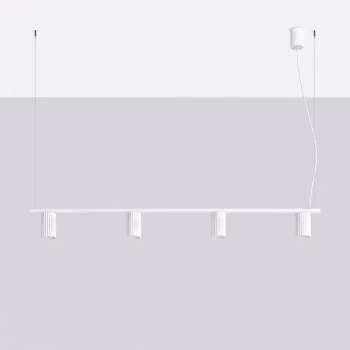 LED függesztett mennyezeti spotlámpa 4x GU10 fehér minimalista kialakítású hengeres bordázott Deep Space SL.2711 Sollux