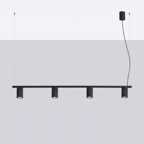 LED függesztett mennyezeti spotlámpa 4x GU10 fekete minimalista kialakítású hengeres bordázott Deep Space SL.2712 Sollux