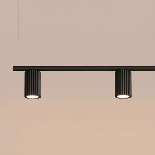 LED függesztett mennyezeti spotlámpa 4x GU10 fekete minimalista kialakítású hengeres bordázott Deep Space SL.2712 Sollux