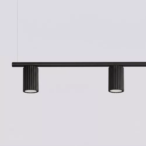LED függesztett mennyezeti spotlámpa 4x GU10 fekete minimalista kialakítású hengeres bordázott Deep Space SL.2712 Sollux