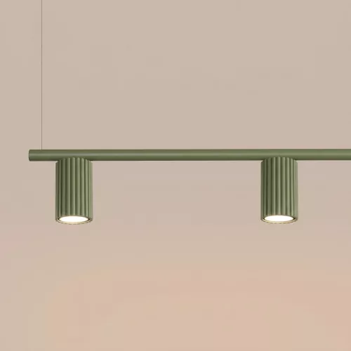 LED függesztett mennyezeti spotlámpa 4x GU10 olívazöld minimalista kialakítású hengeres bordázott Deep Space SL.2714 Sollux