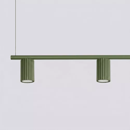 LED függesztett mennyezeti spotlámpa 4x GU10 olívazöld minimalista kialakítású hengeres bordázott Deep Space SL.2714 Sollux