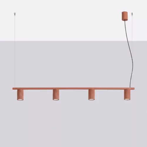 LED függesztett mennyezeti spotlámpa 4x GU10 okker piros minimalista kialakítású hengeres bordázott Deep Space SL.2715 Sollux