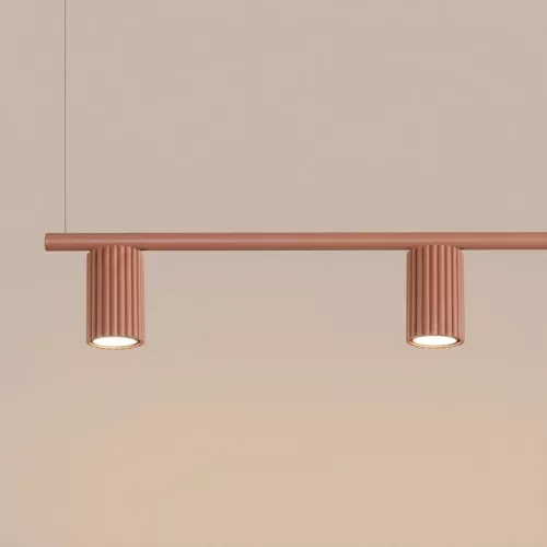 LED függesztett mennyezeti spotlámpa 4x GU10 okker piros minimalista kialakítású hengeres bordázott Deep Space SL.2715 Sollux