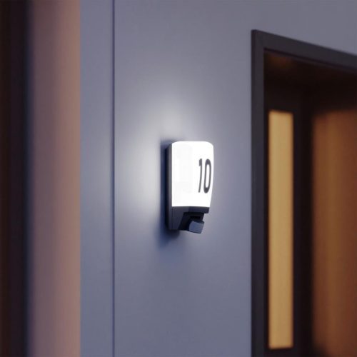 LED kerti lámpa világító házszám fali lámpa L 1 E27 IP44 érzékelő fekete acél