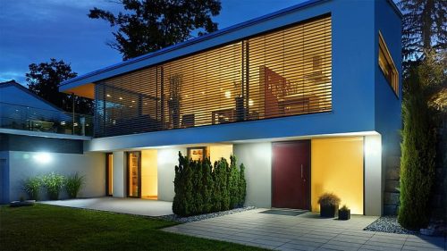 LED-es reflektor 9,3 W 862lm 3000K IP44 fényerő - és alkony érzékelővel XLED ívelt acél