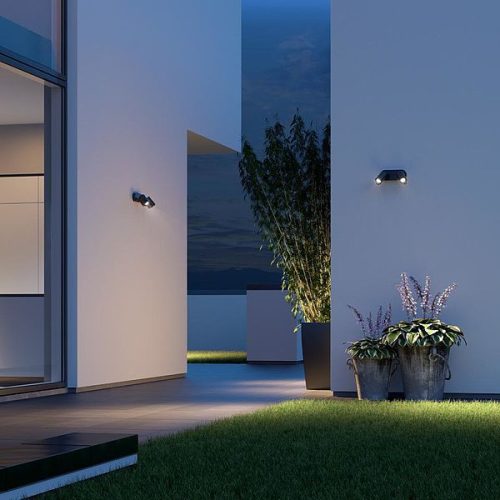 Kerti lámpa magassági fali lámpa SPOT Duo Sensor Connect 2xGU10 LED IP44 15W 3000K érzékelő + Bluetooth Antracit Steinel