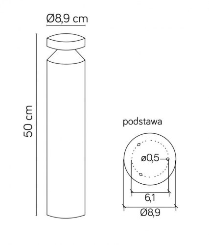 Kültéri álló kerti LED lámpa POST Delta DL-500 6W 440lm 4000K Semleges 50cm Su-Ma