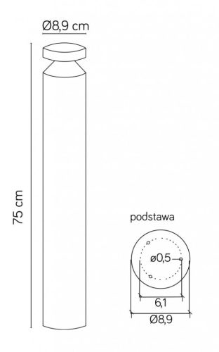 Kültéri álló kerti LED lámpa POST Delta DL-750 6W 440lm 4000K Semleges 75cm Su-Ma
