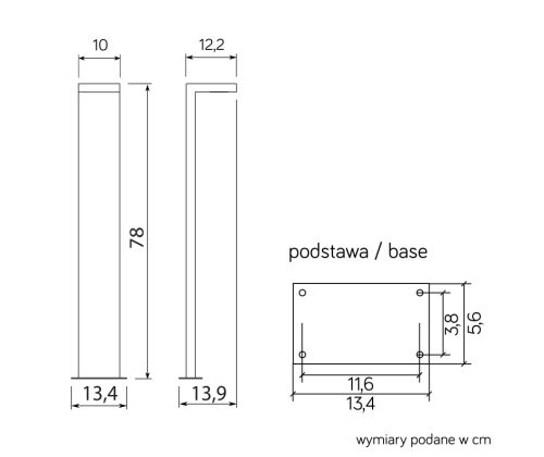 Kültéri álló kerti lámpa Karo KR-780 10W 720lm 4000K Semleges 78cm Su-Ma