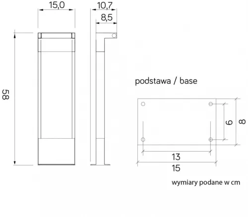 Kültéri álló kerti LED lámpa POST Rota RT-580 10W 720lm 4000K semleges 58cm Su-Ma
