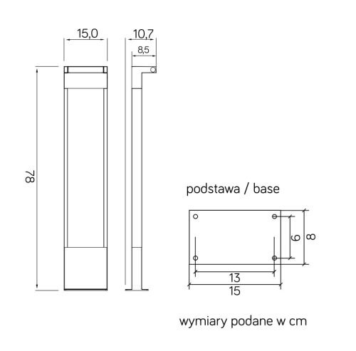 Kültéri álló kerti LED lámpa POST Rota RT-780 10W 720lm 4000K semleges 58cm Su-Ma